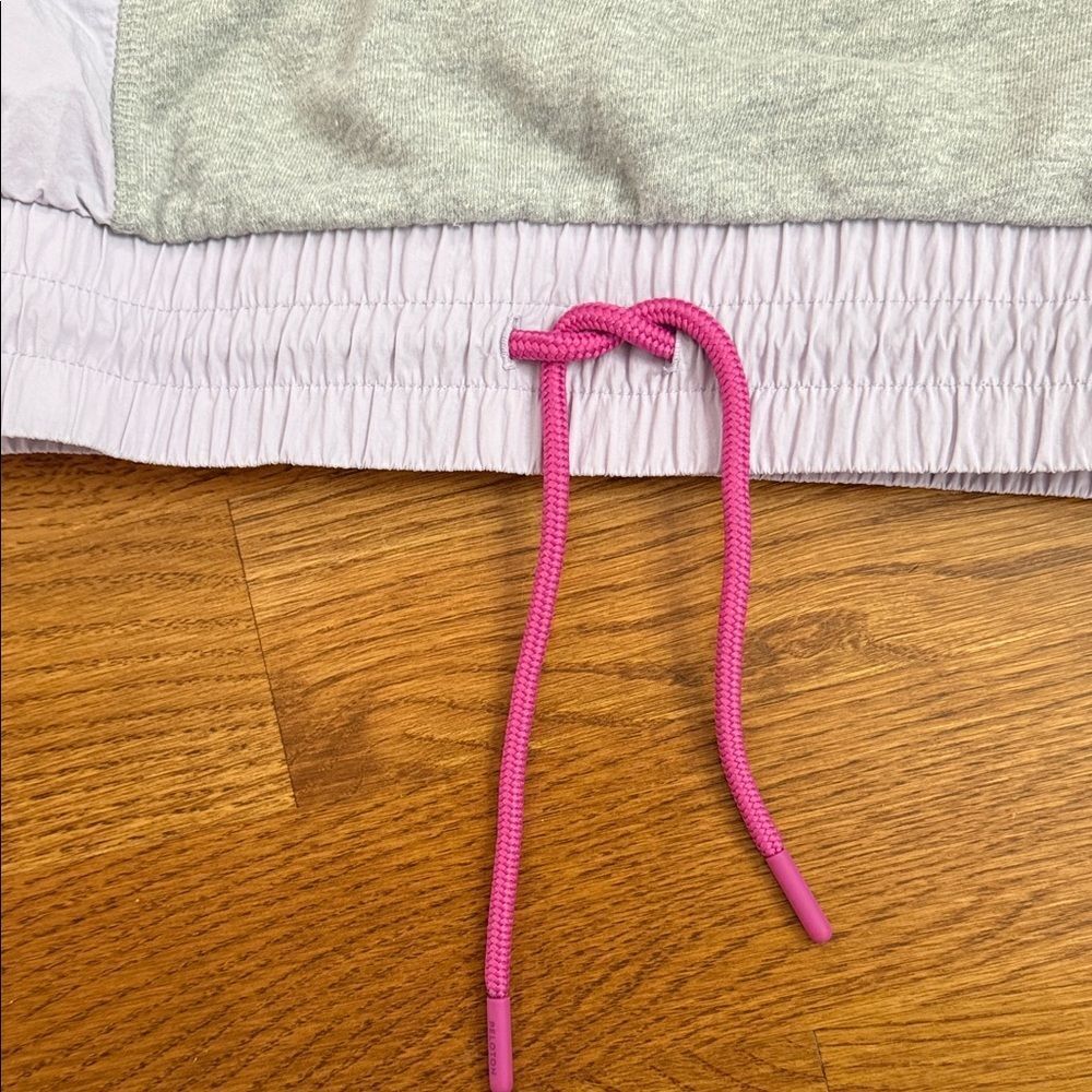 Peloton Fabric-Mix Colorblock Pullover Sweatshirt Gray/Pink Drawcord Hem Size XS - Picture 6 of 8